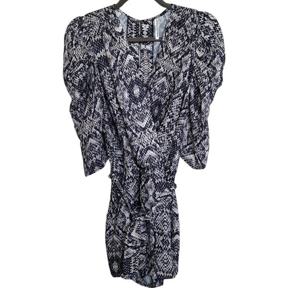 AMANDA UPRICHARD Snakeskin Annika Puff‎ Sleeve Romper-Size P/XS - Picture 4 of 9